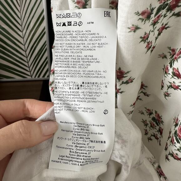 Brock Collection Womens Silk Cotton Floral Midi Skirt Button Pockets Italy - Picture 10 of 16